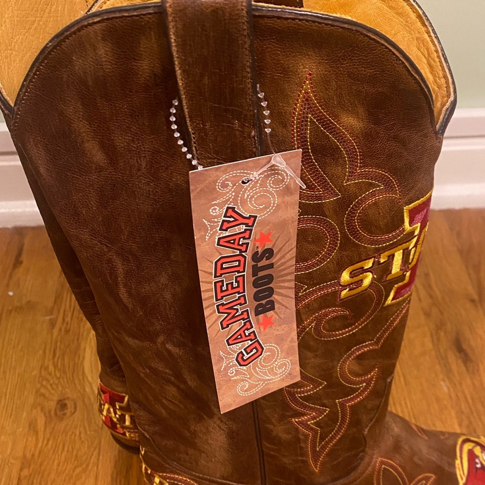 NWT Men’s Gameday Iowa State Leather Cowboy Boots Sz. 10 1/2 - Picture 7 of 9